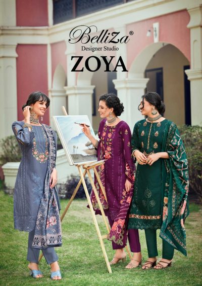 BELLIZA ZOYA PURE COTTON EMBROIDERY SUITS SUPPLIER