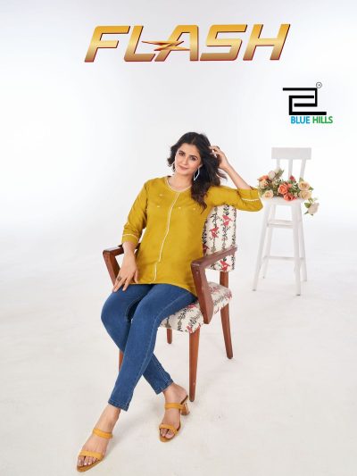 BLUE HILLS FLASH RAYON SHORT KURTI CATALOGUE