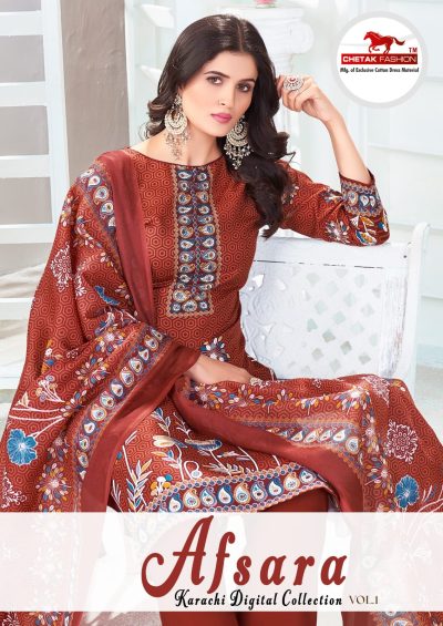 CHETAK FASHION AFSARA COTTON KARACHI PRINT SUITS