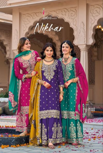 EBA LIFESTYLE NIKHAR CHINON EMBROIDERY SUITS