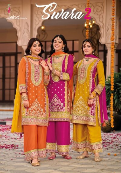 EBA LIFESTYLE SWARA VOL 2 CHINON EMBROIDERY SUITS