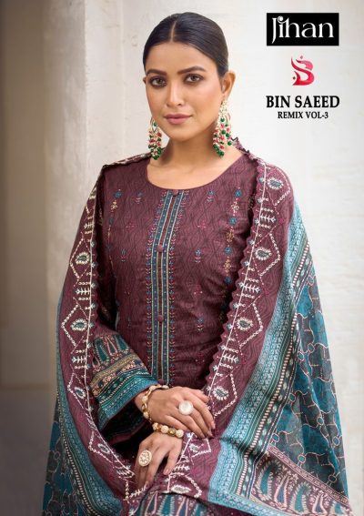 JIHAN BIN SAEED REMIX VOL 3 COTTON PAKISTANI SUITS