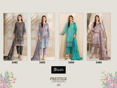 JIHAN PRESTIGE VOL 2 PURE LAWN EMBROIDERY SUITS