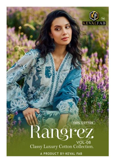 KEVAL FAB RANGREZ VOL 8 COTTON KARACHI SUITS