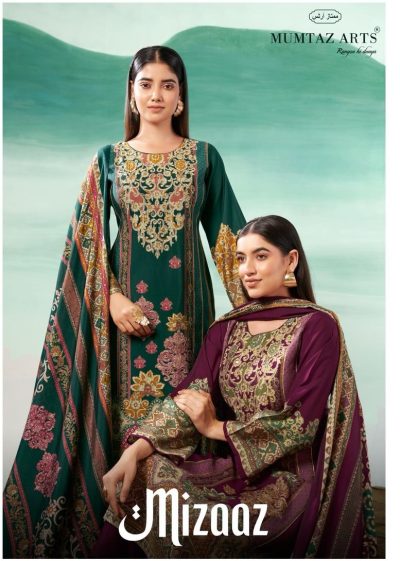 MUMTAZ ARTS MIZAAZ PURE VISCOSE EMBROIDERY SUITS