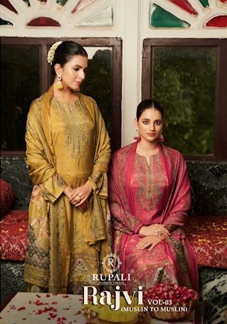 RUPALI FASHION RAJVI VOL 3 PURE VISCOSE MUSLIN SUITS