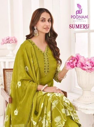 POONAM DESIGNER SUMERU CREPE EMBROIDERY KURTI