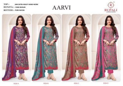 RUPALI AARVI PURE JAM SATIN HAND WORK SUITS