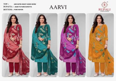 RUPALI AARVI PURE JAM SATIN HAND WORK SUITS