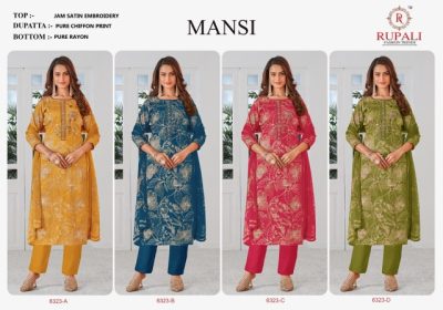 RUPALI MANSI PURE JAM SATIN EMBROIDERY SUITS