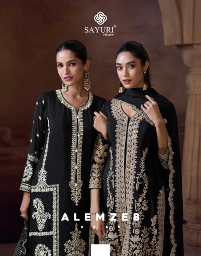 SAYURI DESIGNER ALEMZEB READYMADE CHINNON SUITS