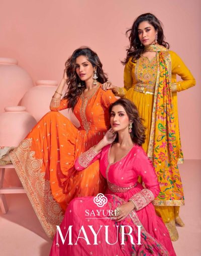 SAYURI DESIGNER MAYURI CHINON SILK FANCY SUITS