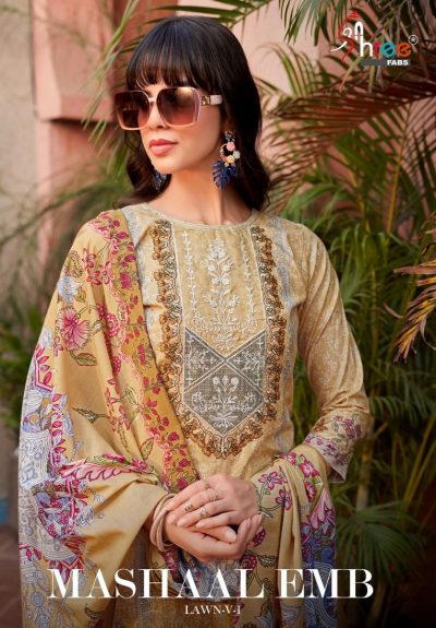 SHREE FABS MASHAAL EMB LAWN VOL 1 PRINTED SUITS