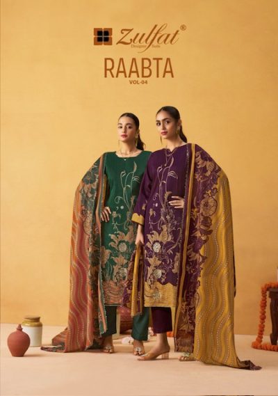 ZULFAT RAABTA VOL 4 PURE JAM COTTON PRINTED SUIT