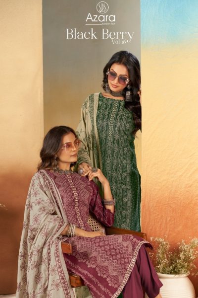 AZARA BLACK BERRY VOL 16 COTTON PRINTED SUITS