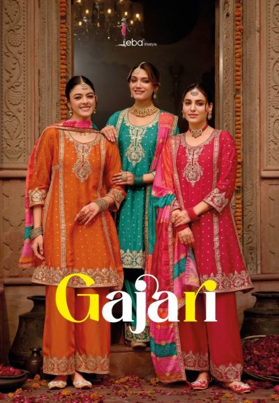 EBA LIFESTYLE GAJARI CHINON EMBROIDERY SUITS