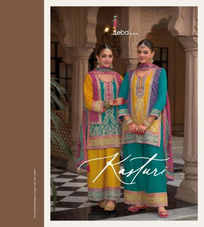 EBA LIFESTYLE KASTURI CHINON EMBROIDERY SUITS