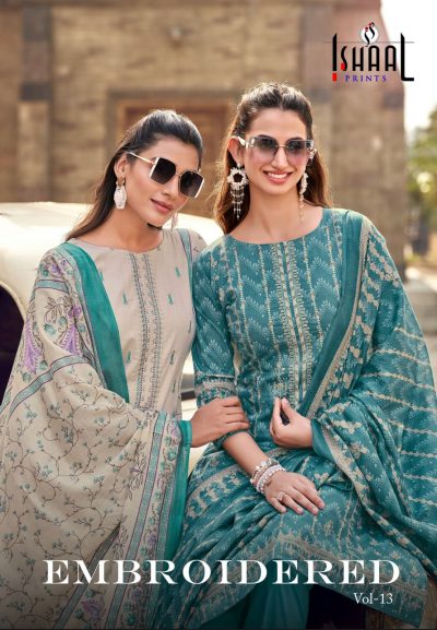 ISHAAL PRINTS EMBROIDERED VOL 13 PURE LAWN SUITS