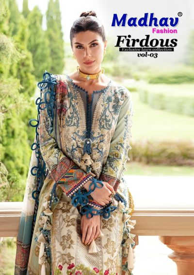 MADHAV FASHION FIRDOUS VOL 3 LAWN KARACHI SUITS