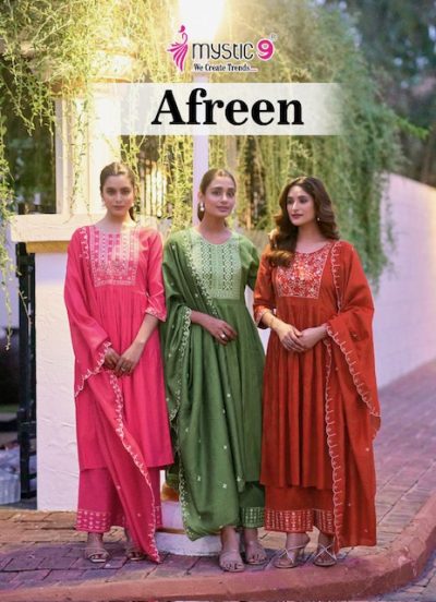 MYSTIC 9 AFREEN VOL 1 VISCOSE EMBROIDERY KURTI