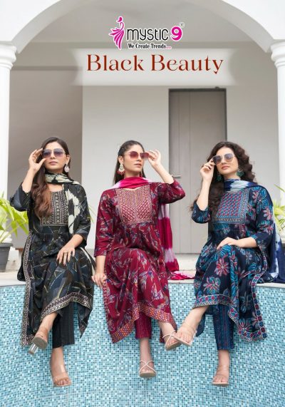 MYSTIC 9 BLACK BEAUTY VOL 4 RAYON NYRA CUT KURTI