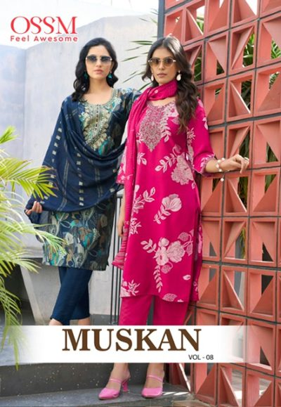 OSSM MUSKAN VOL 8 CHANDERI PRINTED KURTI