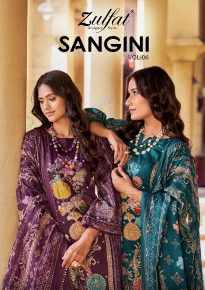 ZULFAT DESIGNER SANGINI VOL 6 JAM COTTON SUITS