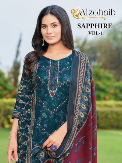 ALZOHAIB SAPPHIRE VOL 1 PURE COTTON PRINTED SUITS