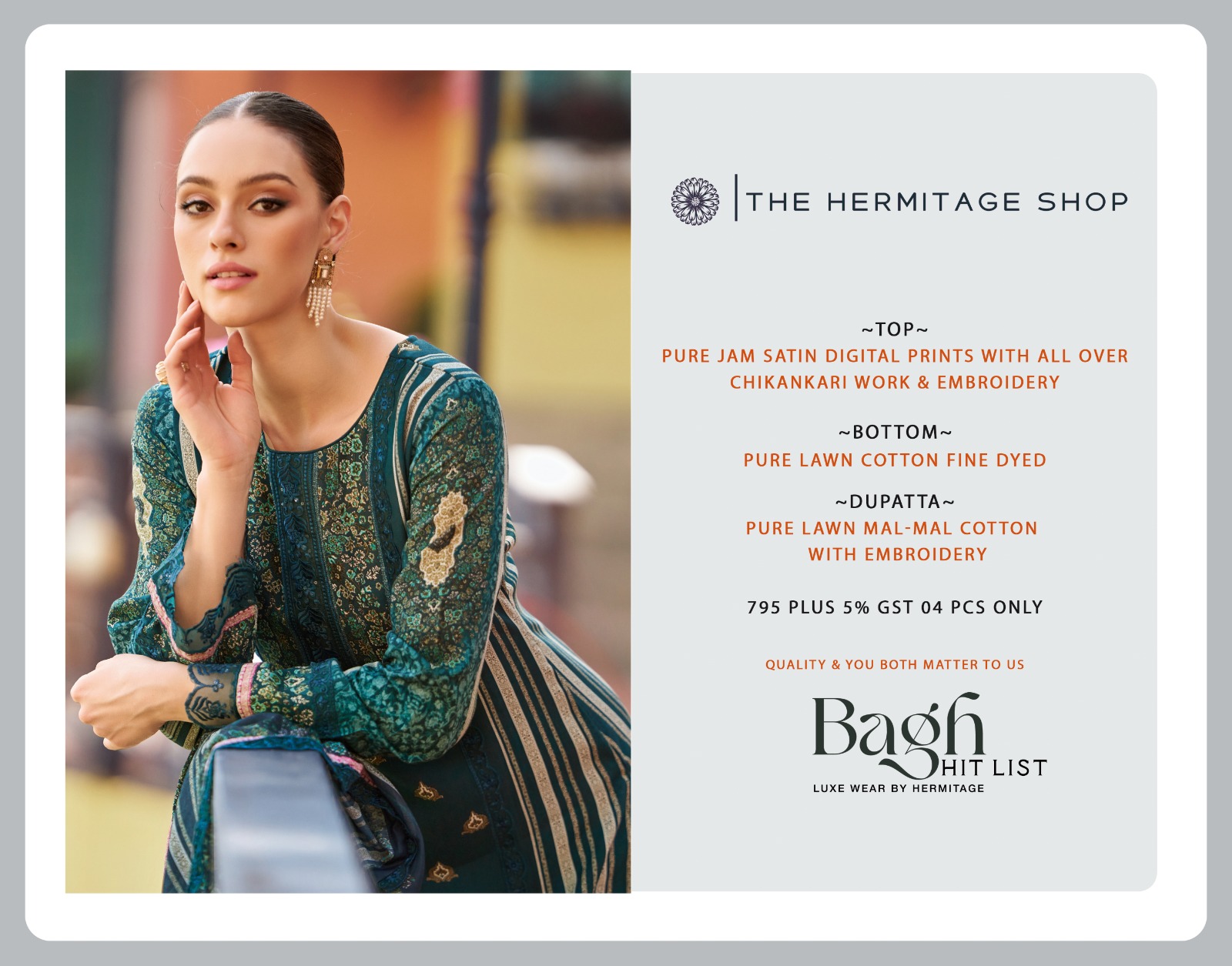 THE HERMITAGE SHOP BAGH HIT LIST PRINTED SUITS