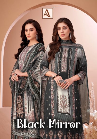 ALOK SUIT BLACK MIRROR VISCOSE PRINTED SUITS