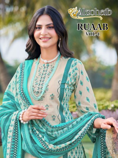 ALZOHAIB RUAAB VOL 1 PURE COTTON PRINTED SUITS