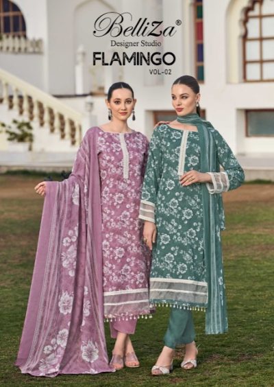 BELLIZA DESIGNER FLAMINGO VOL 2 PURE COTTON SUITS