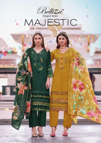 BELLIZA MAJESTIC PURE ROMAN SILK EMBROIDERY SUITS