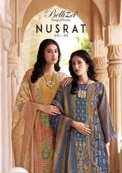 BELLIZA NUSRAT VOL 5 VISCOSE PRINTED SUITS SUPPLIER