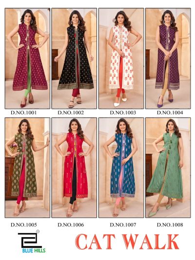 BLUE HILLS CAT WALK RAYON PRINTED KURTIS CATALOG