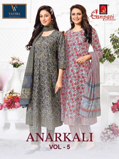 GANPATI ANARKALI VOL 5 COTTON PRINTED SUITS
