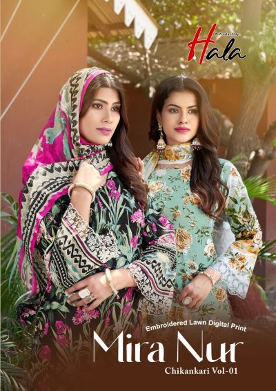 HALA MIRA NUR CHIKANKARI VOL 1 LAWN COLLECTION