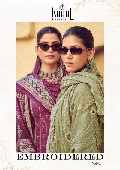 ISHAAL PRINTS EMBROIDERED VOL 15 PURE LAWN SUITS