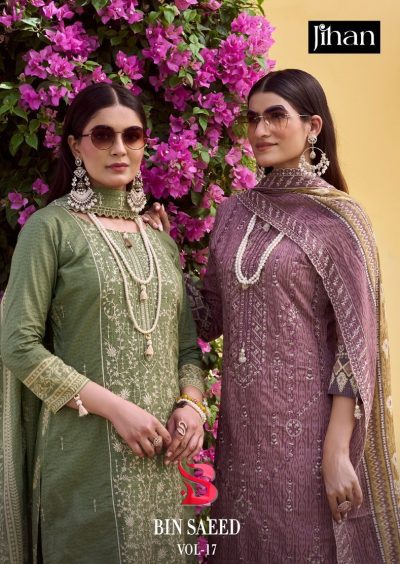 JIHAN BIN SAEED VOL 17 LAWN PRINTED SUITS SUPPLIER