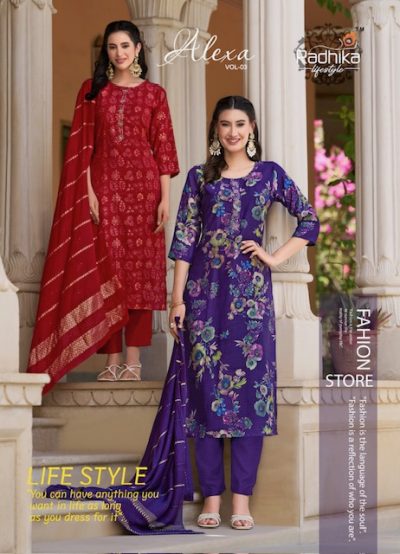 RADHIKA LIFESTYLE ALEXA VOL 3 VERTICAN SILK KURTI