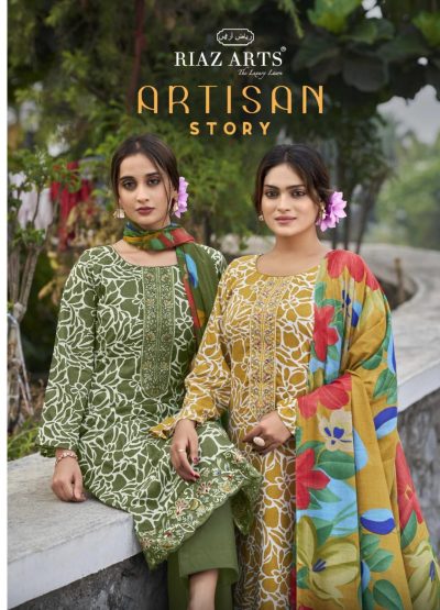 RIAZ ARTS ARTISAN STORY PURE LAWN PRINTED SUITS