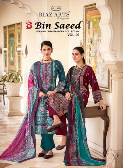 RIAZ ARTS BIN SAEED VOL 9 COTTON PRINTED SUITS