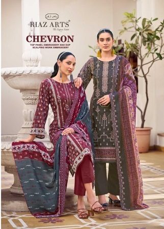 RIAZ ARTS CHEVRON COTTON EMBROIDERY SALWAR SUITS