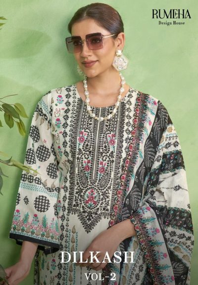 RUMEHA DILKASH VOL 2 PURE COTTON EMBROIDERY SUITS