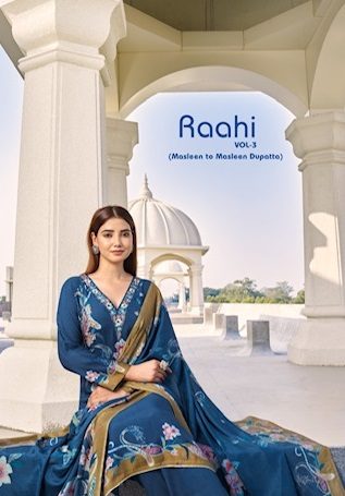 RUPALI RAAHI VOL 3 PURE MUSLIN EMBROIDERED SUITS