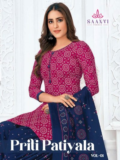 SAANVI TRENDS PRITI PATIYALA VOL 1 COTTON PRINTED