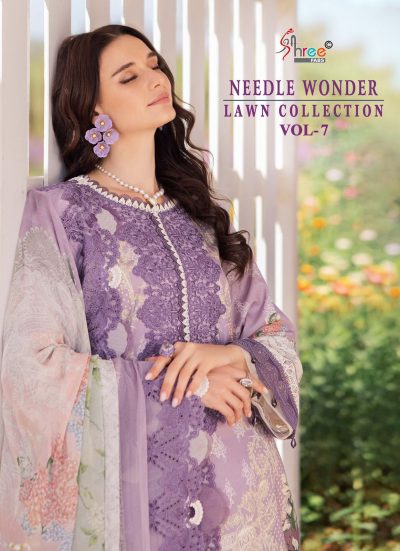 SHREE FABS NEEDLE WONDER VOL 7 LAWN SUITS SUPPLIER