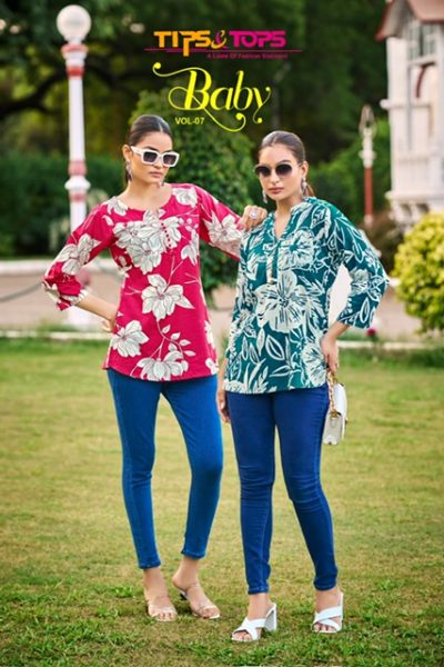 TIPS & TOPS BABY VOL 7 RAYON PRINTED SHORT KURTI