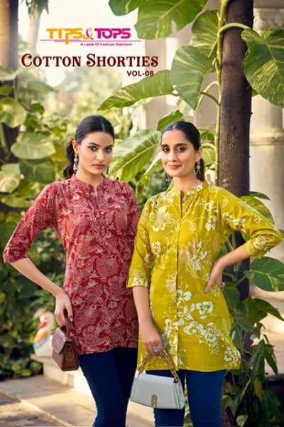 TIPS & TOPS COTTON SHORTIES VOL 8 PRINTED KURTI