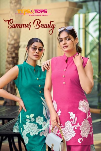 TIPS & TOPS SUMMER BEAUTY RAYON PRINT CO ORD SET